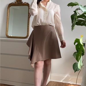 ADEAM tan leather skirt with asymmetrical drape size 4